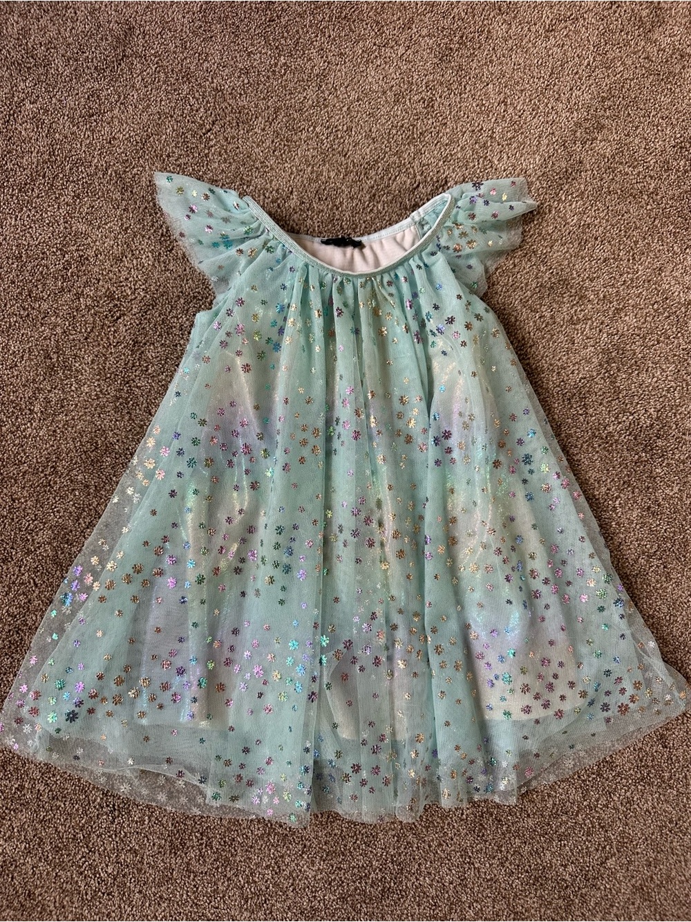 Sparkling Mint Floral Tulle Kids Costume Dress
